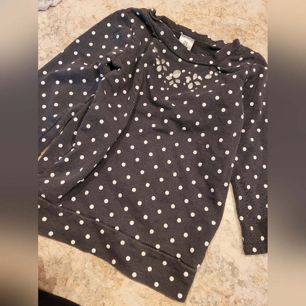 Carter's Navy Blue Polka Dot Long Sleeve Top